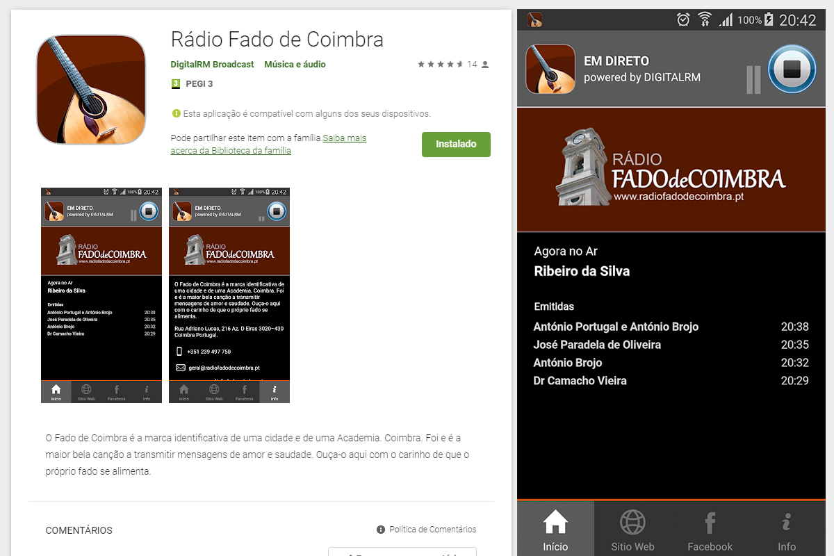 App Rádio Fado de Coimbra