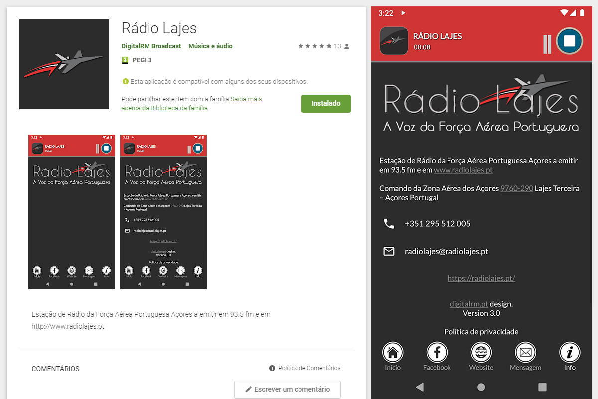 App Rádio Lajes - Força Aérea Portuguesa